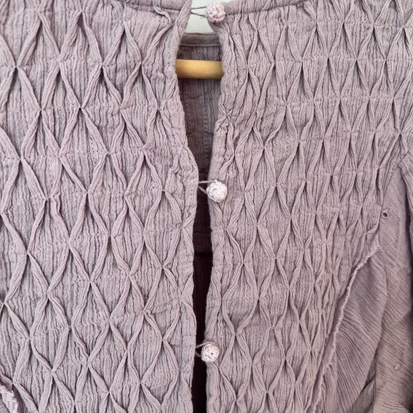 Free People Perfect Catch Lavender Bodysuit Open Back Bell Sleeve Boho Smocked - Picture 7 of 8